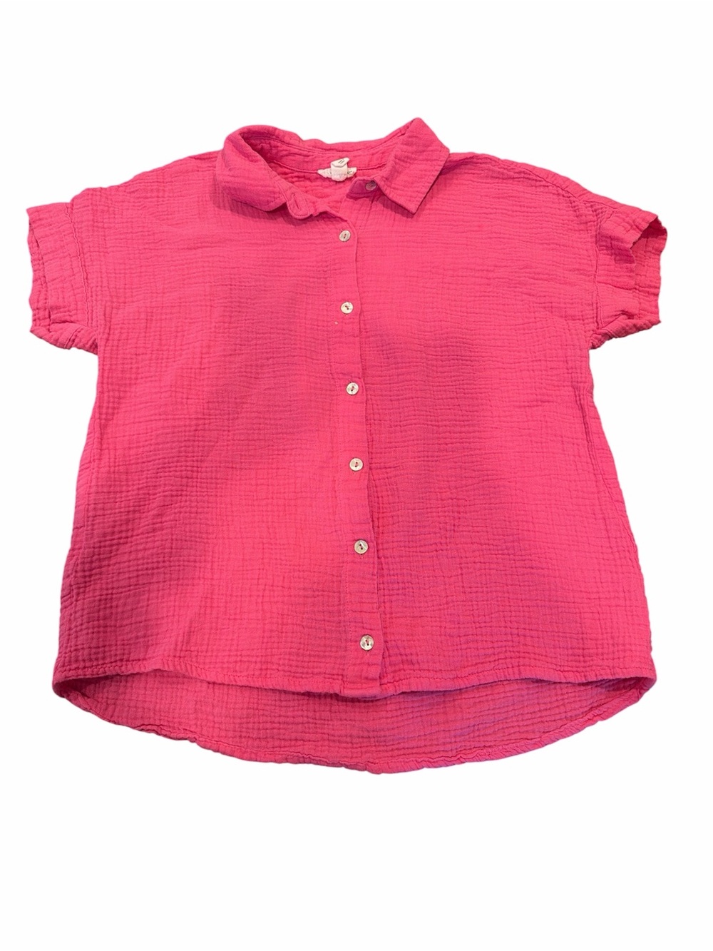 Size XS Tribal Pink Gauze Womens Short Sleeve Button up Shirt